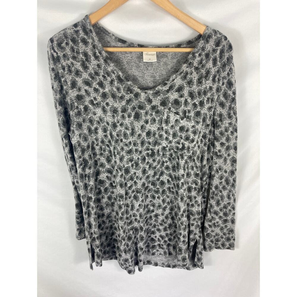 Soma Animal Print Soft Long Sleeve Top Size Medium